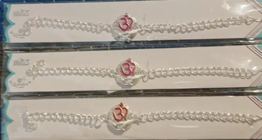 Buy OM Silver Rakhi | Metallic Look Rakhi for Brother – Raksha Bandhan Special | 1 Pc