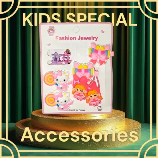 Girls 4-Type Hair Accessories Combo Pack – Rubber Bands, Claw Clips & Side Claws 
