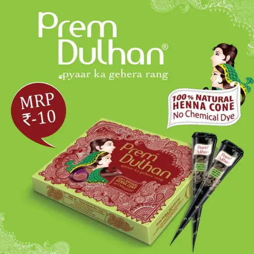 Prem Dulhan Mehendi Cone – 2 Pieces | Natural Henna with No Chemicals or PPD
